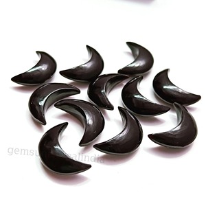 Pierre précieuse en onyx noir naturel en forme de croissant de lune, 17 mm, lisse, sculptée à la main, pierre brute, prix de gros, en vrac, pour la fabrication de bijoux - Product Image 3