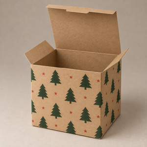 <b>Christmas</b> Kraft <b>Gift</b> <b>Box</b> Foldable Paper Packaging <b>Box</b> Tree Pattern for Holiday <b>Gift</b> and Craft - Product Image 4