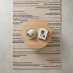 Tapis en laine tissé à la main élégant, couleur unie crème-gris, antidérapant, à poils moyens, avec support en toile de coton, pour la décoration moderne du salon et de la maison - Product Image 4