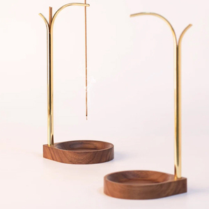 Minimalist Wooden Incense <b>Holder</b> with Brass Bracket Modern Round Design Incense Stick <b>Holder</b> Spa Incense <b>Holders</b> - Product Image 2