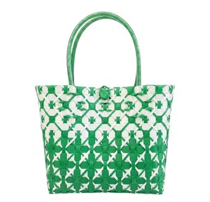 Sac et sac à main tissés en plastique vert émeraude, esthétique moderne, faits à la main, chic, pour femmes, été, plage, décontracté, sac fourre-tout à bandoulière - Product Image 3