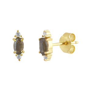 Boucles d'oreilles clous en argent sterling 925 plaqué or, serties de zircon, bijoux fins de luxe pour femmes et filles, pour mariages et fêtes. - Product Image 3