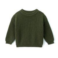 CRAZIGOODS Sweater Bayi Ramah Lingkungan untuk Musim Dingin 100% Katun Rajutan Komputer Kerah Bulat Unisex untuk Bayi dan Balita Warna Solid