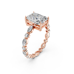Bague de fiançailles ZOTA JEWEL en or rose 14 carats avec diamant de laboratoire taille radiant 3,22 ct certifié IGI, classique pour femme, pour mariage et anniversaire - Product Image 4