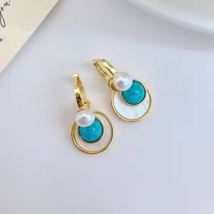 Pendientes Largos Finos al por Mayor y al Detal, Diseño Desmontable con Ágata Roja y Turquesa de Agua Dulce - Product Image 1