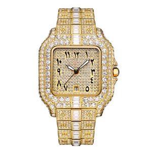 Montre de luxe automatique mécanique avec cadran en verre et diamants, entièrement sertie de moissanite VVS, style hip-hop fait main, boîtier argenté - Product Image 2