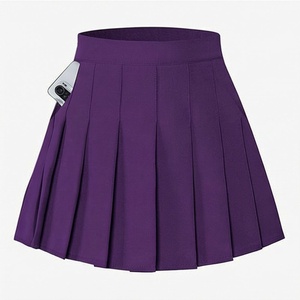 Mini-jupe plissée pour femme, taille élastique, séchage rapide, style sportif, couleur unie, à porter toute l'année - Product Image 1