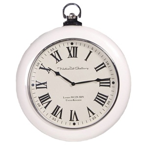 Modern Roman Numerical Metal Hanging <b>Clock</b> With Circular Frame White Powder Coating Finishing Rounded <b>Clock</b> - Product Image 1