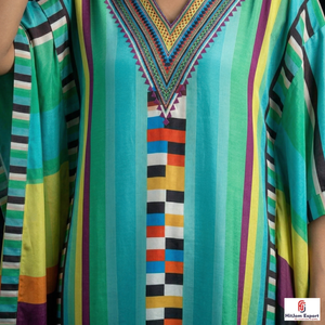 Printed <b>Kaftan</b> Dress Women Loose Fit Comfortable <b>Summer</b> Beach Wear Lightweight Fabric Island Style Bulk Supply - Product Image 3