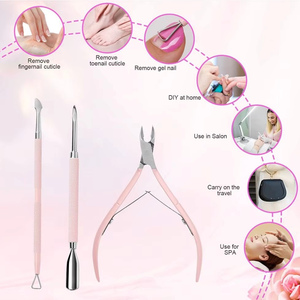 Juego de 3 Piezas de Acero Inoxidable, Cepillo para Cutículas de Doble Cabeza y Tijeras para Uñas, Herramienta Profesional para Manicura y Eliminación de Piel Muerta - Product Image 4