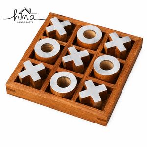 Brown Rectangular Wooden Tic Tac Toe And Solitaire <b>Puzzle</b> <b>Box</b> With White Cross Pieces Black Metal Balls Game Set - Product Image 6