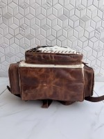 Sac à dos en cuir de vachette à motif western, sac à dos élégant en cuir à poils, sacs d'école unisexes, sac de créateur unique