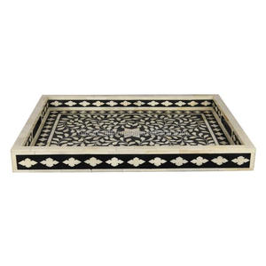 Bandeja con incrustaciones de hueso de madera clásica hecha a mano, bandeja de servicio de MDF de tamaño personalizado rectangular para el hogar, Hotel, restaurante, supermercado, venta al por mayor - Product Image 3