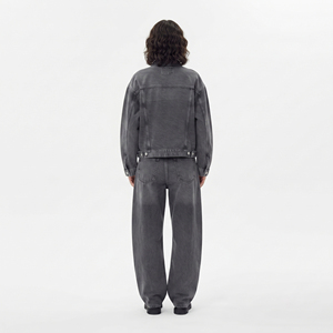 Women's Denim Set Loose Fit Stonewashed Windproof Eco-Friendly 220g Jeans <b>Jacket</b> and Baggy Pants Casual Outerwear Two Piece - Product Image 2