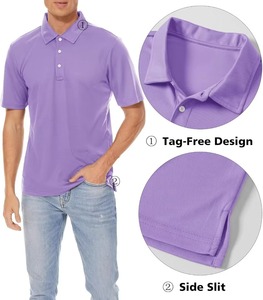 Polo de Manga Corta para Hombre, Color Morado Sólido, Diseño de Punto Casual, Corte Regular, Cierre de Botones - Product Image 4