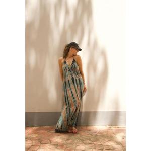 Womens <b>Boho</b> Tie Dye Maxi <b>Dress</b> <b>Summer</b> Halter Neck Backless Beach <b>Dress</b> Casual Loose Fit Vacation Sundress - Product Image 3