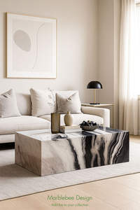 Mesa de centro de lujo con tapa de mármol y patas de metal - Product Image 2