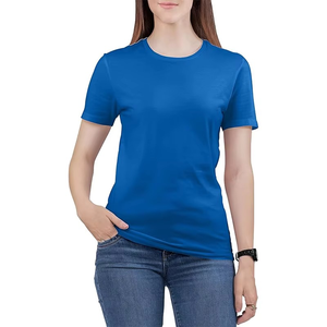 Top Quality Women's Crew Neck Short Sleeve T-<b>Shirt</b> Slim Fit Casual Solid Color Jersey Knit Breathable Spring Summer Wear - Product Image 3