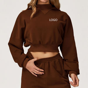 Customize Logo Winter Women Plus Size Streetwear <b>Hooded</b> Short Crop Top <b>Zip</b>-Up Pullover Hoodies - Product Image 3