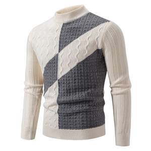 Suéteres de Punto para Hombre, Suéteres con Cuello Redondo y Diseño de Patchwork, Pullovers de Punto, Ropa Casual para Hombre - Product Image 2