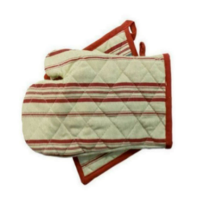 Custom Logo Thickening Heat Resistant Stripe Oven Mitts Breathable 100% Organic Cotton Eco-Friendly - Product Image 1