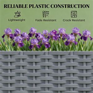 Fioriera Rialzata Grigia e Supporto per Piante, Elegante Vaso per Fiori per Arredo Esterno - Product Image 4