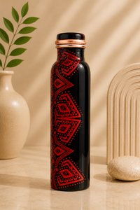 Rose Gold Floral Enamel <b>Copper</b> Water <b>Bottle</b> – Luxury Leakproof Ayurvedic <b>Copper</b> <b>Drinking</b> <b>Bottle</b> for Home Office Travel and Gift - Product Image 5