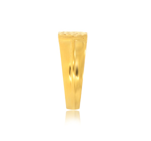 Bague large pour homme en or doré de qualité supérieure avec un motif de diamants croisés élégant gravé, design statement - Product Image 3