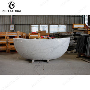 อ่างอาบน้ำทรงรีสีขาวมูนโมเดิร์น ทำจากหินอ่อนธรรมชาติ แบบตั้งพื้น ผลิตด้วยเครื่อง CNC ประเภทสินค้า - Product Image 2