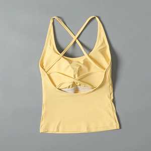 Women's Red Knitted Criss-<b>Cross</b> Back Tank <b>Top</b> Hollow Out Sporty Style Breathable Spandex Polyester <b>Top</b> - Product Image 6