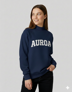 Women's <b>Drop</b> Shoulder Eco-Friendly Autumn/Winter Wear Mock Neck Sweatshirt with Customized Embroidered Logo and Color - Product Image 6
