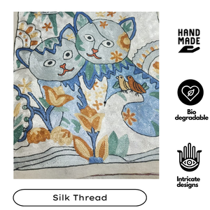 Funda de Cojín Tradicional Kashmiri Aari de 16 Pulgadas Cuadradas, Funda de Almohada de Algodón con Bordado de Hilo de Seda, Cierre de Cremallera de Lujo, Decoración para el Hogar - Product Image 2