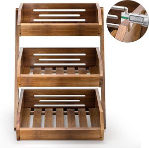 Panier à fruits élégant en bambou de haute qualité, organisateur à 3 niveaux, étagère de rangement pour la cuisine, écologique, utilisation polyvalente - Product Image 6