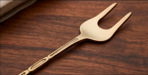 Juego de servidores de ensalada con adornos dorados antiguos, de acero inoxidable, resistente al óxido, ideal para la recepción de invitados y ocasiones festivas. - Product Image 3