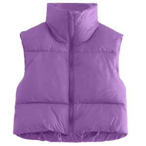 Doudoune matelassée sans manches pour femme, col montant zippé, coupe courte - Product Image 6