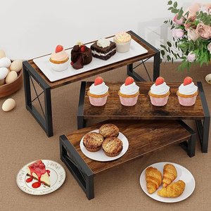 <b>3</b> <b>Tier</b> Cupcake <b>Stand</b> & Wood Display Risers Dessert <b>Stands</b> for Cup <b>Cake</b> or Food Riser Display <b>Stand</b> <b>Cake</b> <b>Stand</b> - Product Image 2
