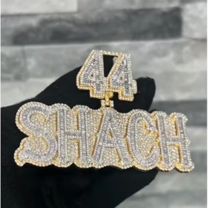 CONCEPTION Joyería Urbana, Cadena de Rapper Chapada en Oro de 18K sobre Plata 925, con Moissanita VVS Corte Baguette GRA, Cadena con Nombre Estilo Hip Hop - Product Image 1