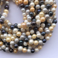 Perles de pierre d'eau douce naturelles de 10 mm, de qualité AAA, multicolores (gris, noir, jaune), lisses et rondes, pour la création de bijoux DIY tendance.