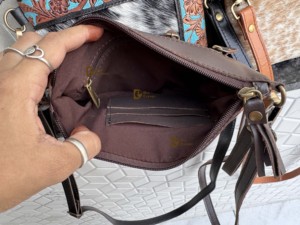 Bolso de piel de vaca estampado occidental tallado a mano, bolso de cuero con borlas, flores bohemias, gran oferta, bolso bandolera de piel para mujer - Product Image 6