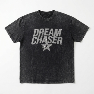 T-shirt personnalisé à épaules tombantes, effet délavé, look rétro avec motifs en strass scintillants - Product Image 1