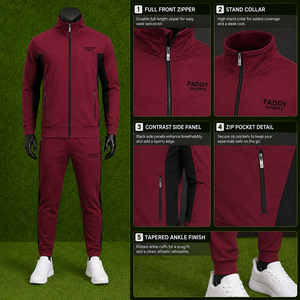 Ensemble de survêtement homme personnalisé avec logo, col montant zippé, coupe ajustée, tenue de sport athlétique 2 pièces (sweat-shirt et pantalon de jogging) - Product Image 5