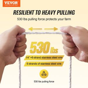 Filo Elettrico Portatile per Recinzione 200M (656Ft) Diametro 6,5mm 6 Fili in Acciaio Inox Resistente ai Raggi UV Attrezzatura per Allevamento - Product Image 2