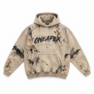 Sweat-shirt à capuche crème pour homme, impression par sublimation, coupe oversize, streetwear ONEAPEX, vente en gros personnalisée - Product Image 2