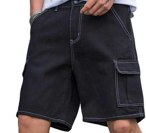Shorts en jean décontractés pour femmes, style streetwear, taille mi-haute, bords bruts, délavage moyen, respirants, séchage rapide, coupe droite, 100% coton, vente en gros - Product Image 5