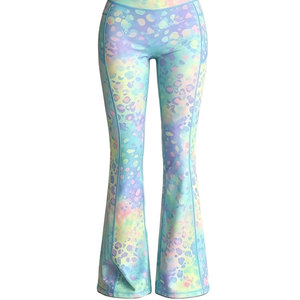 2 pcs Women Gradient Color Leopard Print Workout Set Sleeveless U-Neck for Sports Bra And High Waist Flare Leg <b>Bootcut</b> <b>Yoga</b> <b>Pant</b> - Product Image 4