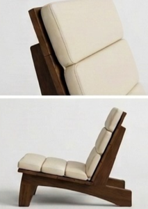 Minimalist Solid <b>Teak</b> Wood Lounge <b>Chair</b> with Cushion - Product Image 4