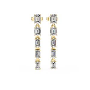 Boucles d'oreilles pendantes linéaires en diamant de laboratoire certifié IGI, émeraude 10K/14K/18K/argent - Product Image 1