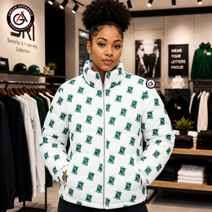 Chaqueta Larga Acolchada con Bordado de la Hermandad Iota Phi Lambda |   Sudadera Impermeable y Cortavientos para Mujer, Estilo Griego, para Invierno - Product Image 4