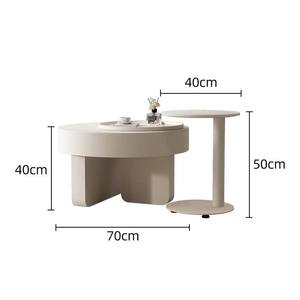 Modern Minimalist Black Round Coffee <b>Table</b> withStorage Compartment and <b>Swivel</b> Extension for Living Room Hotel Apartment - Product Image 5