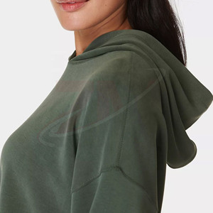 Sudadera con Capucha Corta para Mujer, Estilo Casual, Holgada, Tipo Pullover, Estilo Urbano, Top Corto, Chaqueta con Capucha, Mezcla de Algodón Suave - Product Image 4